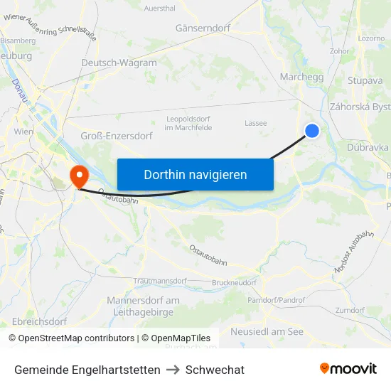 Gemeinde Engelhartstetten to Schwechat map