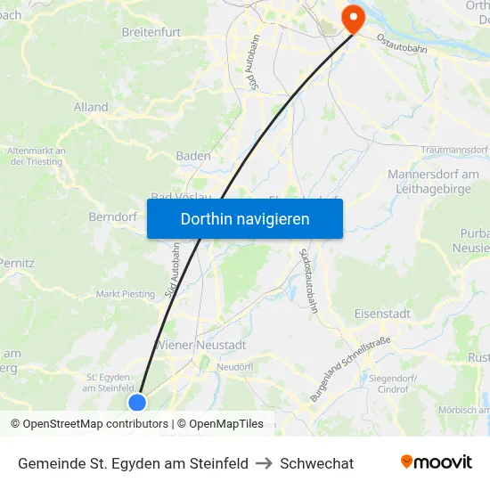 Gemeinde St. Egyden am Steinfeld to Schwechat map