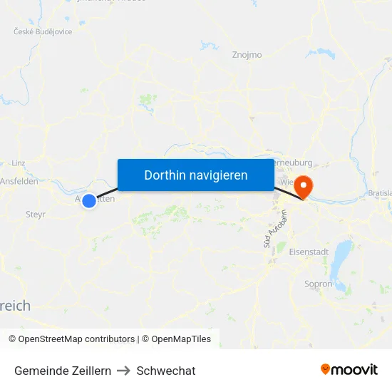 Gemeinde Zeillern to Schwechat map