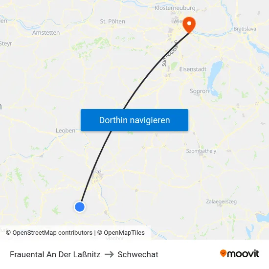 Frauental An Der Laßnitz to Schwechat map