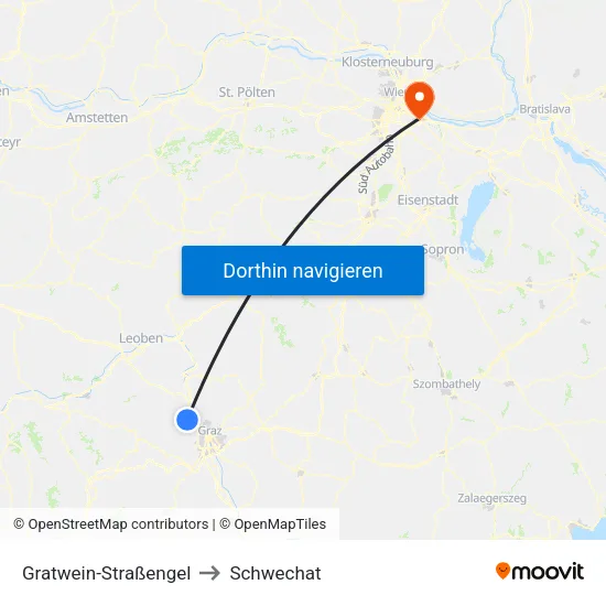 Gratwein-Straßengel to Schwechat map