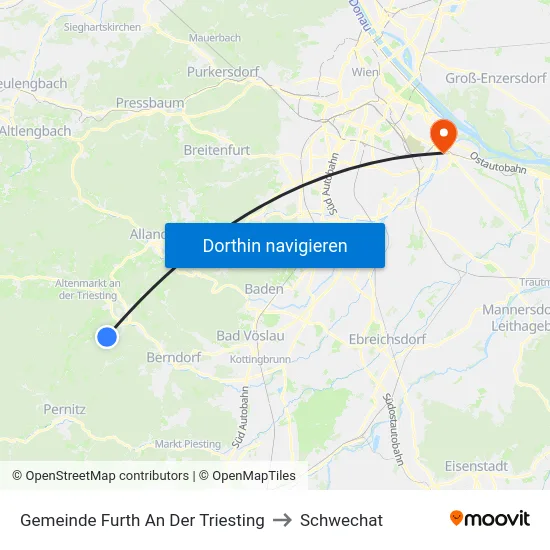 Gemeinde Furth An Der Triesting to Schwechat map