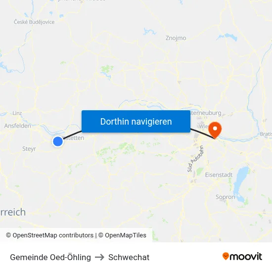 Gemeinde Oed-Öhling to Schwechat map