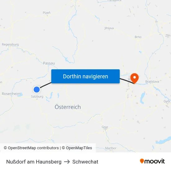 Nußdorf am Haunsberg to Schwechat map