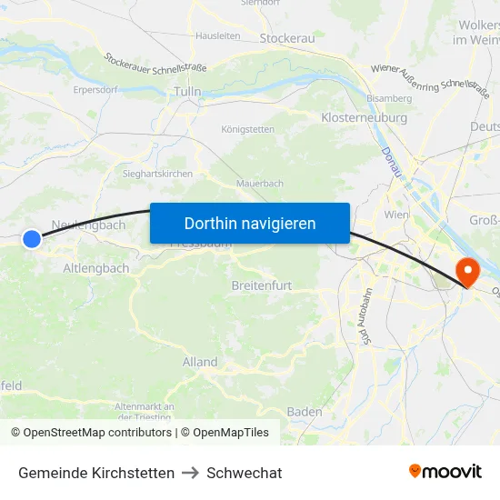 Gemeinde Kirchstetten to Schwechat map