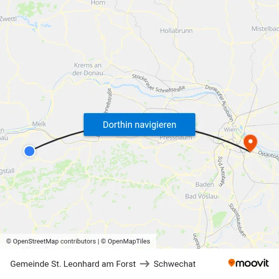 Gemeinde St. Leonhard am Forst to Schwechat map