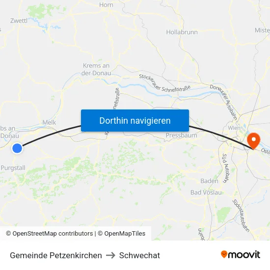 Gemeinde Petzenkirchen to Schwechat map