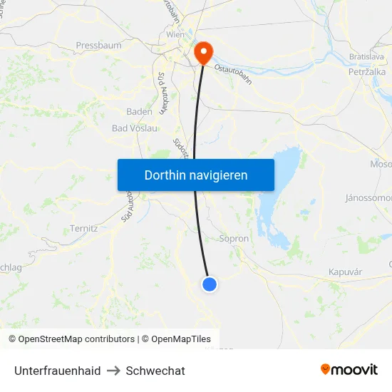 Unterfrauenhaid to Schwechat map