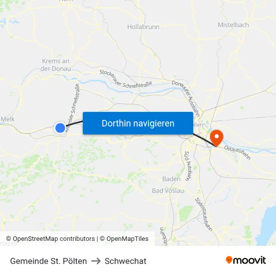 Gemeinde St. Pölten to Schwechat map