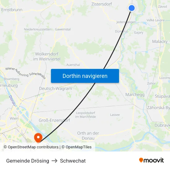 Gemeinde Drösing to Schwechat map
