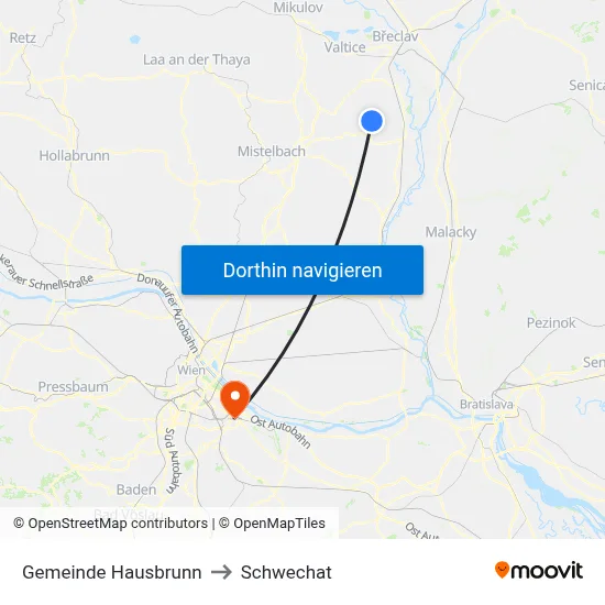 Gemeinde Hausbrunn to Schwechat map