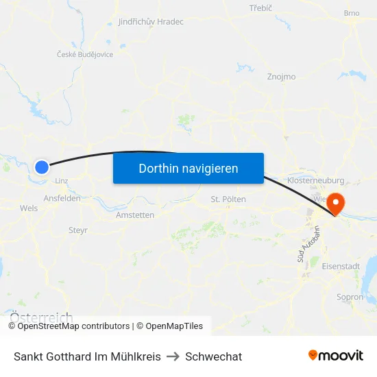 Sankt Gotthard Im Mühlkreis to Schwechat map