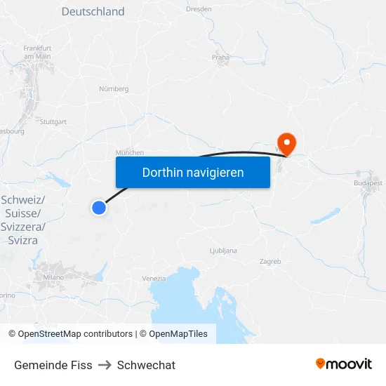 Gemeinde Fiss to Schwechat map