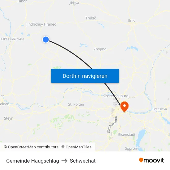 Gemeinde Haugschlag to Schwechat map
