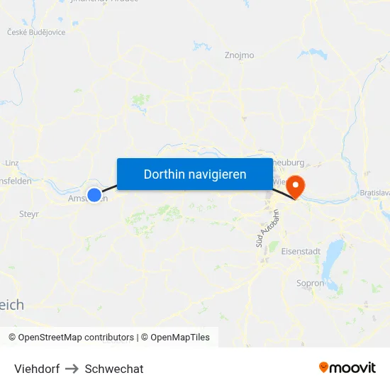 Viehdorf to Schwechat map