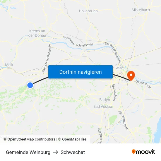 Gemeinde Weinburg to Schwechat map