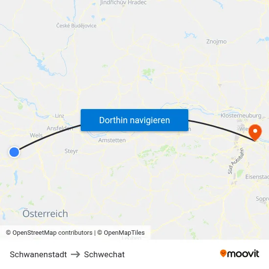 Schwanenstadt to Schwechat map