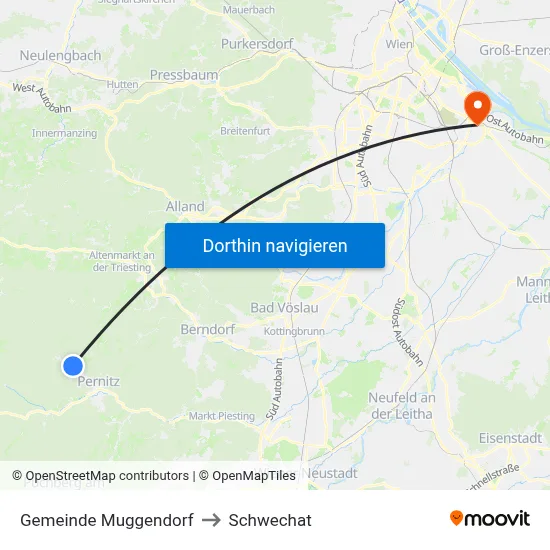 Gemeinde Muggendorf to Schwechat map