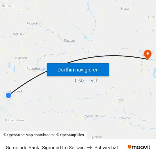 Gemeinde Sankt Sigmund Im Sellrain to Schwechat map