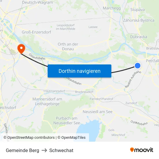 Gemeinde Berg to Schwechat map