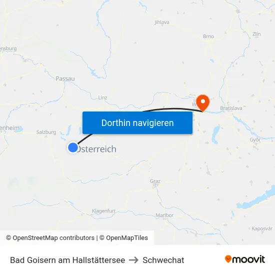 Bad Goisern am Hallstättersee to Schwechat map