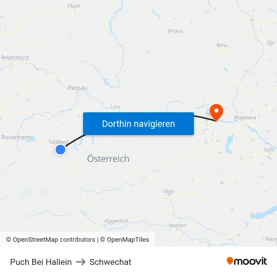 Puch Bei Hallein to Schwechat map