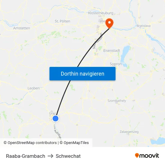 Raaba-Grambach to Schwechat map