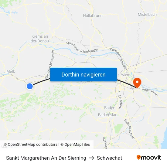 Sankt Margarethen An Der Sierning to Schwechat map
