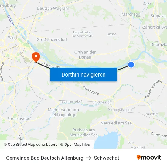 Gemeinde Bad Deutsch-Altenburg to Schwechat map
