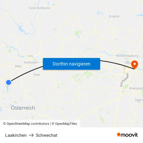 Laakirchen to Schwechat map
