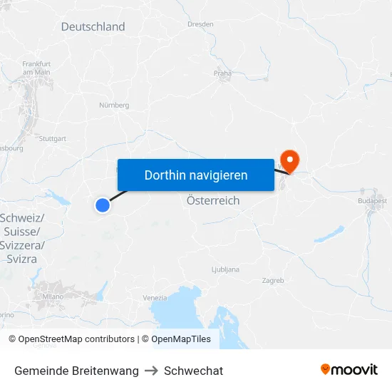 Gemeinde Breitenwang to Schwechat map