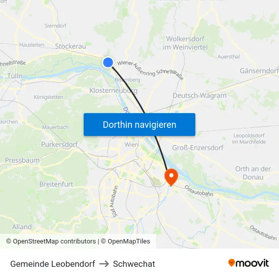 Gemeinde Leobendorf to Schwechat map