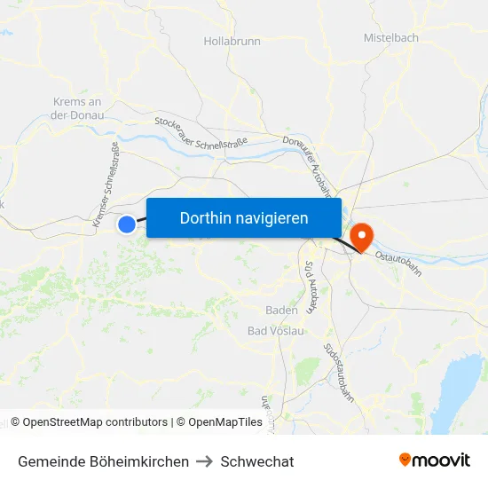 Gemeinde Böheimkirchen to Schwechat map