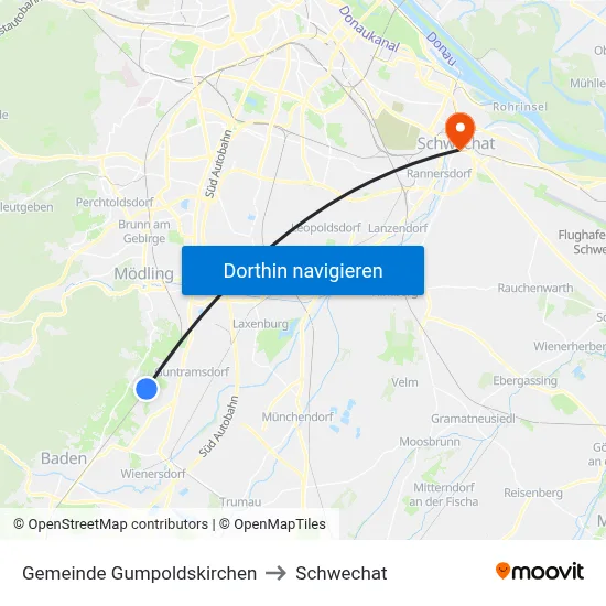 Gemeinde Gumpoldskirchen to Schwechat map