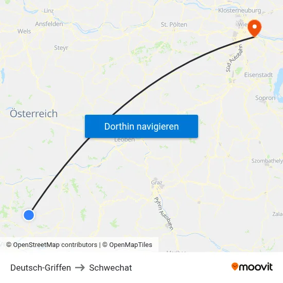 Deutsch-Griffen to Schwechat map