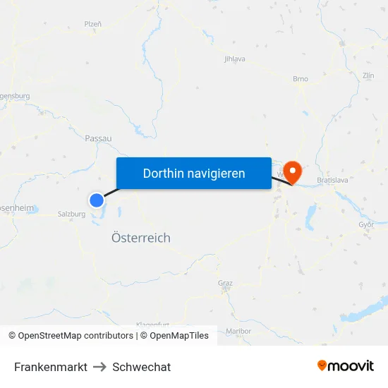 Frankenmarkt to Schwechat map