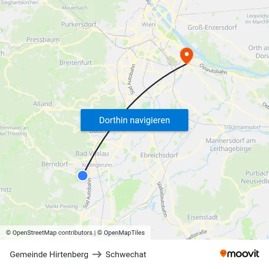 Gemeinde Hirtenberg to Schwechat map