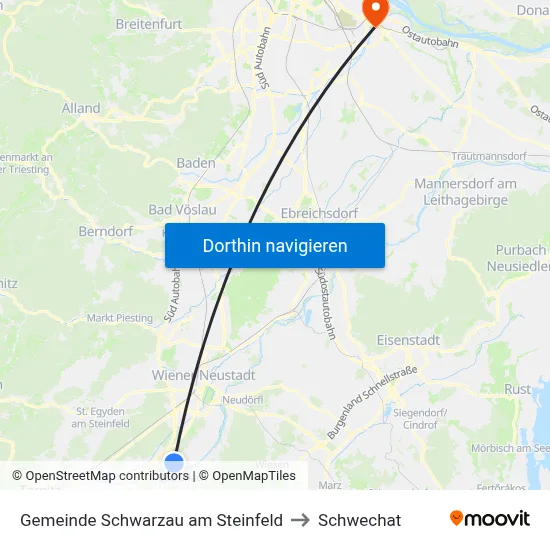 Gemeinde Schwarzau am Steinfeld to Schwechat map