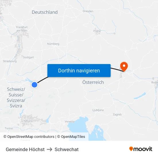 Gemeinde Höchst to Schwechat map