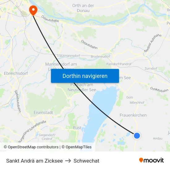 Sankt Andrä am Zicksee to Schwechat map
