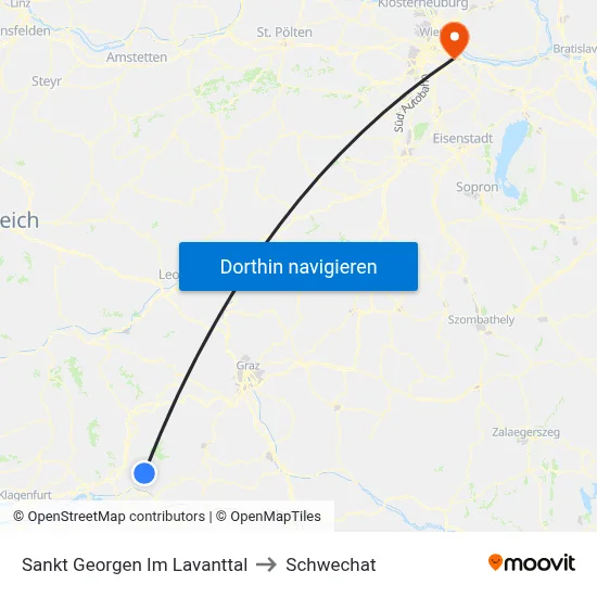 Sankt Georgen Im Lavanttal to Schwechat map