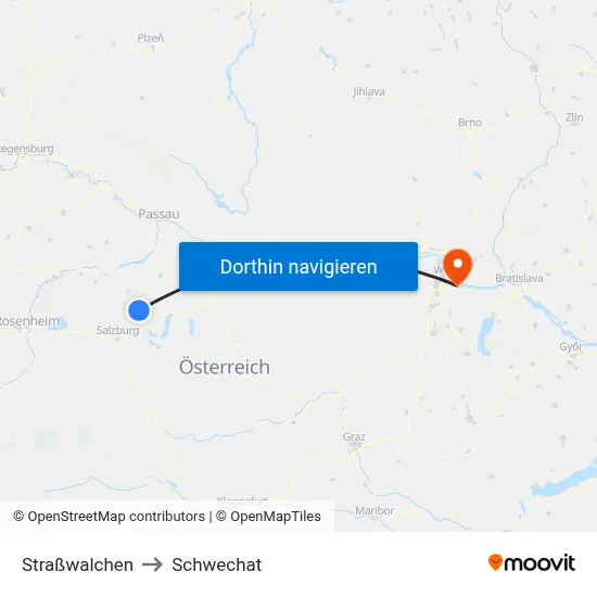 Straßwalchen to Schwechat map
