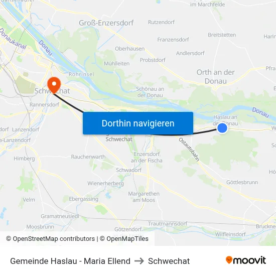 Gemeinde Haslau - Maria Ellend to Schwechat map