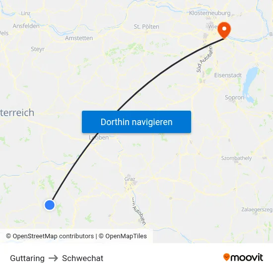 Guttaring to Schwechat map