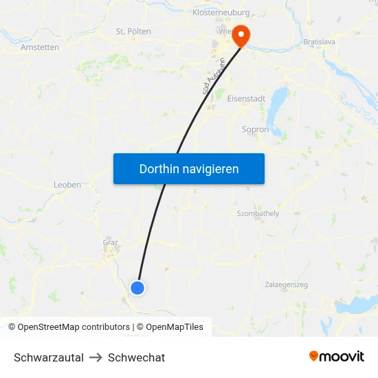 Schwarzautal to Schwechat map