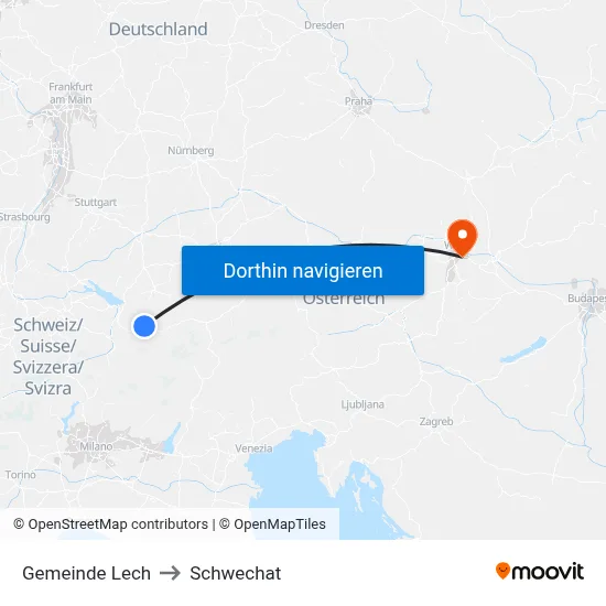Gemeinde Lech to Schwechat map