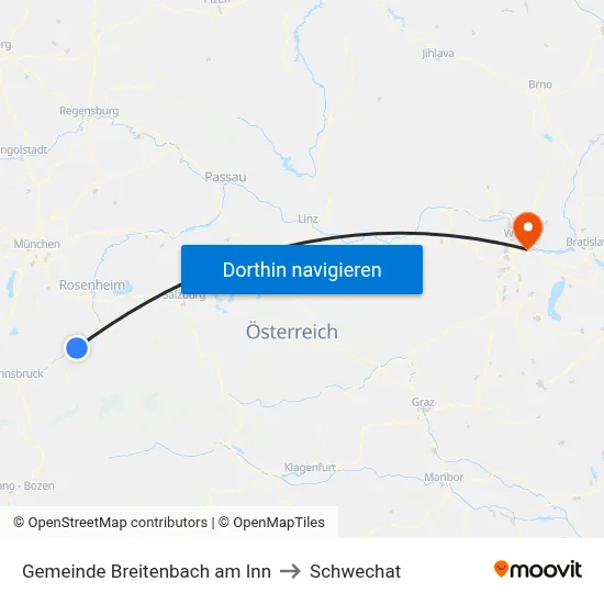 Gemeinde Breitenbach am Inn to Schwechat map