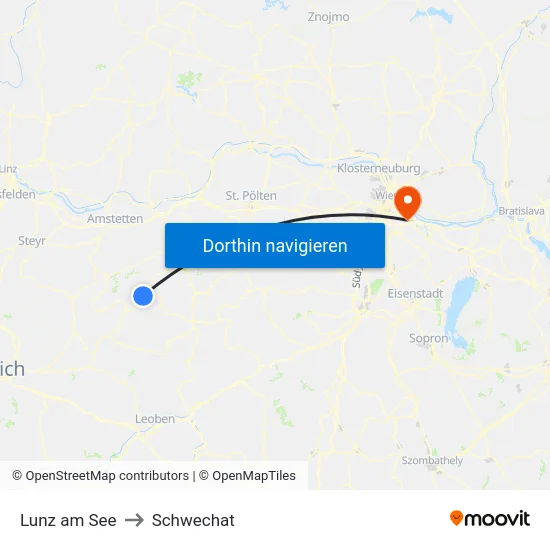 Lunz am See to Schwechat map