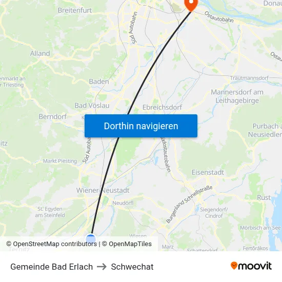 Gemeinde Bad Erlach to Schwechat map
