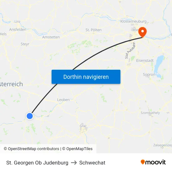 St. Georgen Ob Judenburg to Schwechat map
